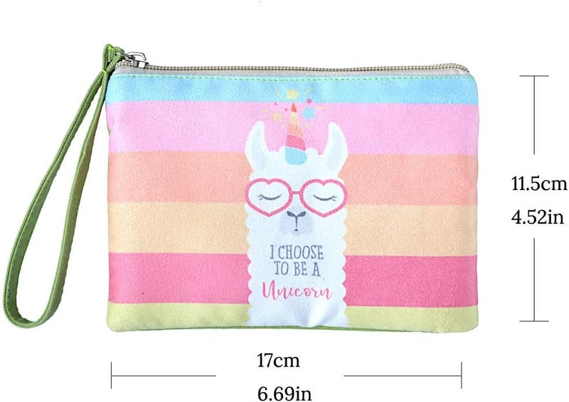 Rantanto Small Cute Cash Coin Purse, Canvas Change Purse, Kawaii Coin Pouch With Handle Christmas Gift For Women Teenager Girls (BG0019-1 Rainbow Llama) - Image 2
