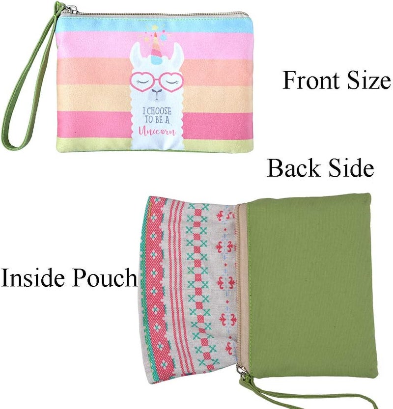 Rantanto Small Cute Cash Coin Purse, Canvas Change Purse, Kawaii Coin Pouch With Handle Christmas Gift For Women Teenager Girls (BG0019-1 Rainbow Llama) - Image 3