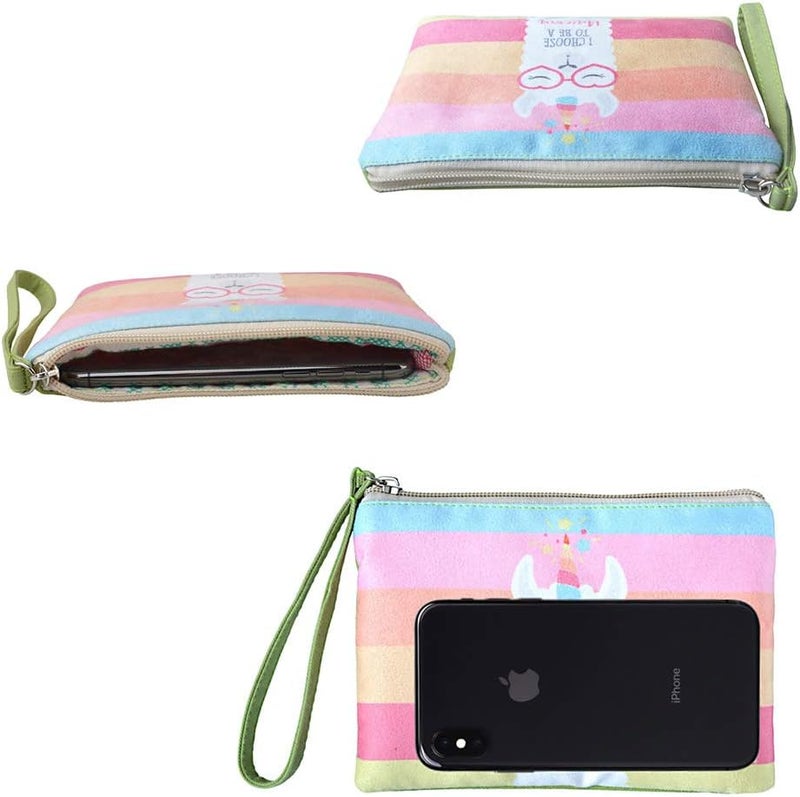Rantanto Small Cute Cash Coin Purse, Canvas Change Purse, Kawaii Coin Pouch With Handle Christmas Gift For Women Teenager Girls (BG0019-1 Rainbow Llama) - Image 4