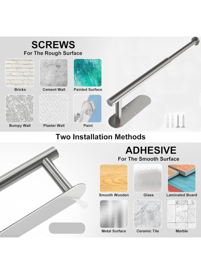 DGYB Brushed Nickel Self Adhesive Toilet Paper Holder Wall Mount 1 Pcs SUS304 Stainless Toilet Roll Holder Adjustable 9in ~15in Hanging Paper Towel Holder for Bathroom Kitchen Under Cabinet Fridge - Image 5