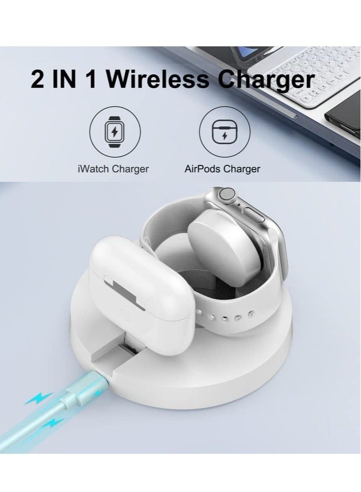 Excefore Wireless Charger, 2023 New for Apple Watch Charger 2 in 1 Wireless Charging Station Magntic Charging Stand  Durable TPU Design Compatible for iWatch Series - Image 3