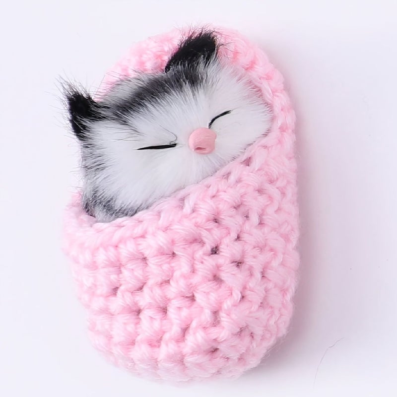 Rose Red Plush Cat Figurine Stuffed Animal Slipper Decorative Kitten Toy - Image 3