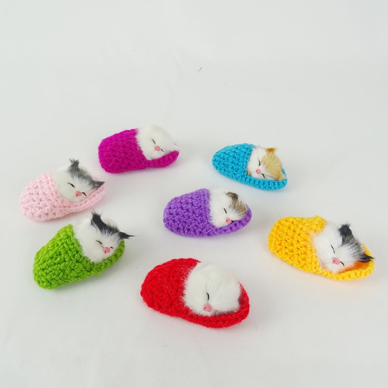 Rose Red Plush Cat Figurine Stuffed Animal Slipper Decorative Kitten Toy - Image 4