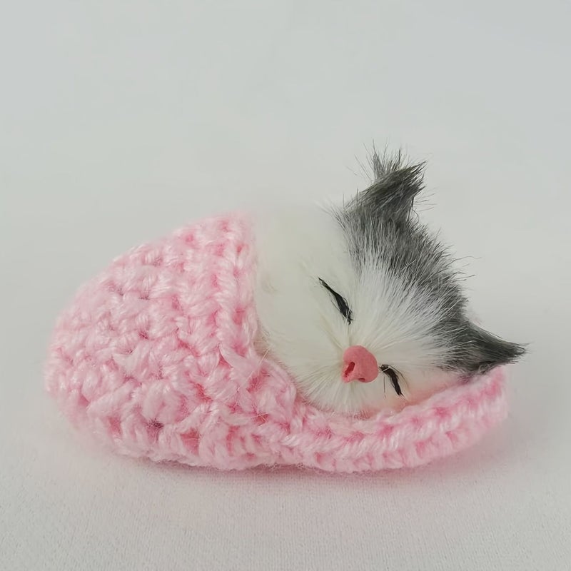Rose Red Plush Cat Figurine Stuffed Animal Slipper Decorative Kitten Toy - Image 5
