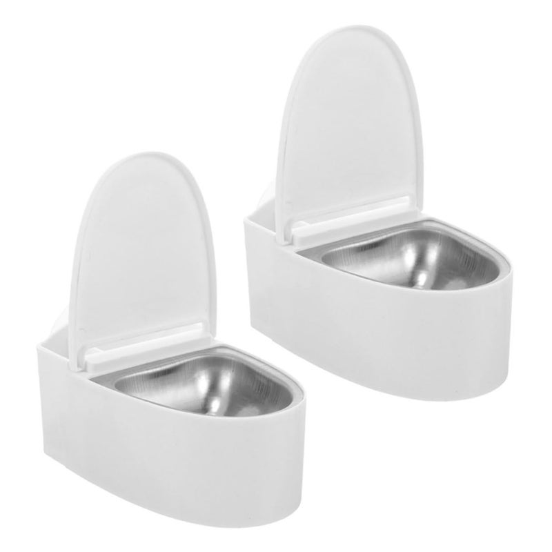 Wall Mounted Toilet Shaped Ashtray Holder 2 Pack White PP Material Easy Install - Image 2
