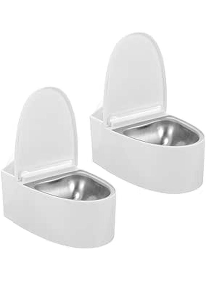 Wall Mounted Toilet Shaped Ashtray Holder 2 Pack White PP Material Easy Install - Image 1