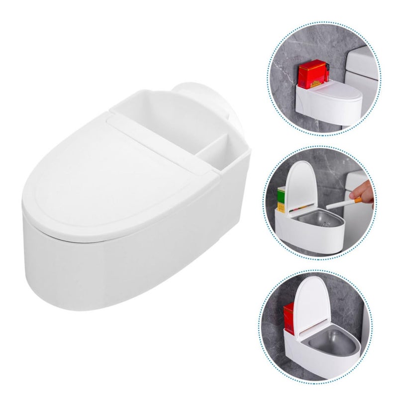 Wall Mounted Toilet Shaped Ashtray Holder 2 Pack White PP Material Easy Install - Image 4