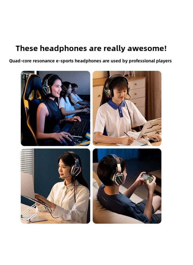 Generic - RTAKO Gaming Headset Overhead Wired Bass Noise Reduction For Desktop Notebook E-sports King Chicken Eating Headphones-Color:Dark Night Black Frosted Dual 3.5 Interface-mobile Phone/tablet/desktop/notebook Universal - Image 1
