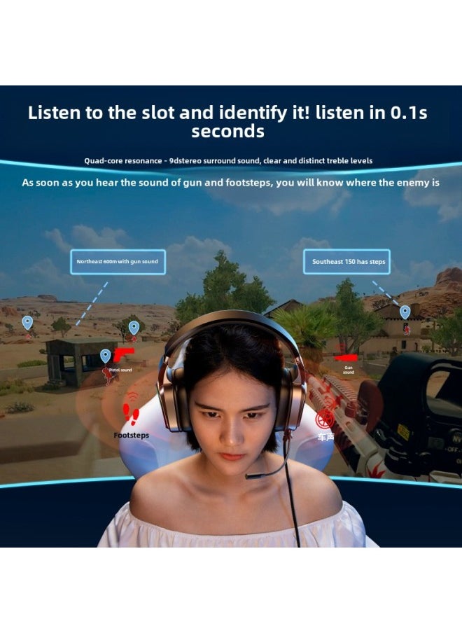 Generic - RTAKO Gaming Headset Overhead Wired Bass Noise Reduction For Desktop Notebook E-sports King Chicken Eating Headphones-Color:Dark Night Black Frosted Dual 3.5 Interface-mobile Phone/tablet/desktop/notebook Universal - Image 1