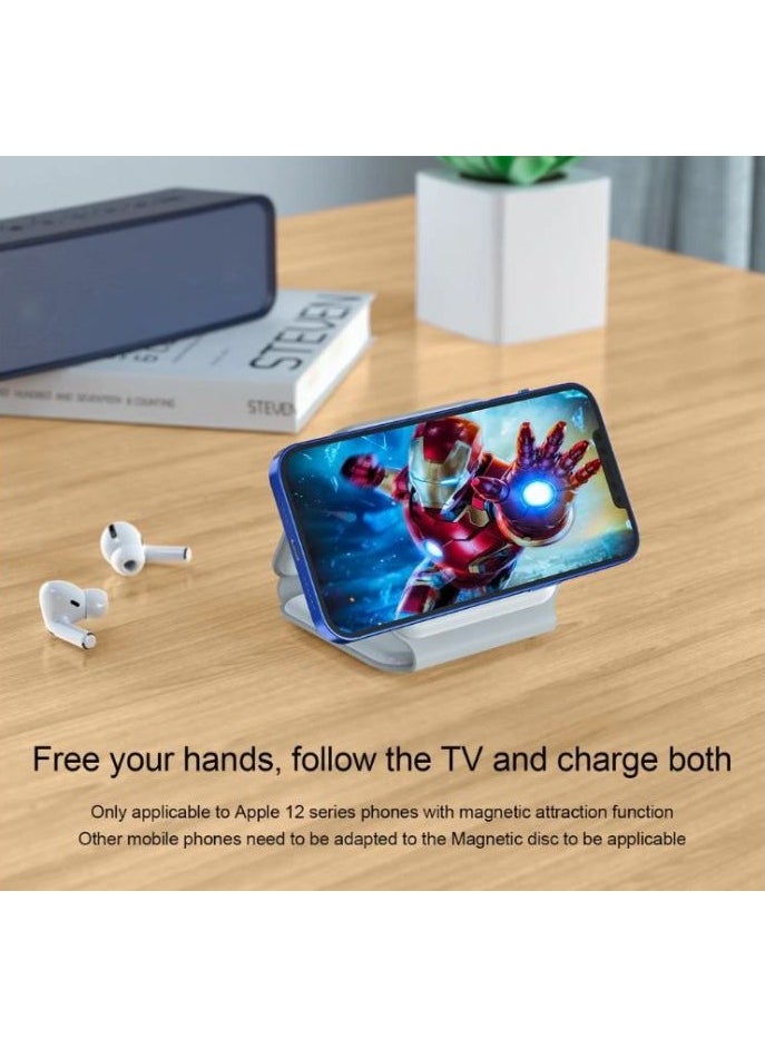Vision 3 in 1 Wireless Charger Folding Mobile Phone Smart Watch Ultra-thin 15W Fast QI Magnetic Charger For Apple iPhone And Android black  - Image 5