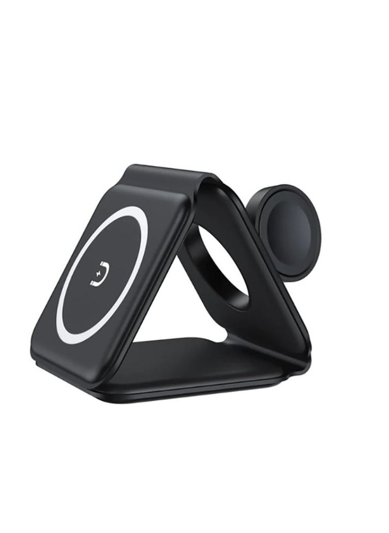 Vision 3 in 1 Wireless Charger Folding Mobile Phone Smart Watch Ultra-thin 15W Fast QI Magnetic Charger For Apple iPhone And Android black  - Image 2