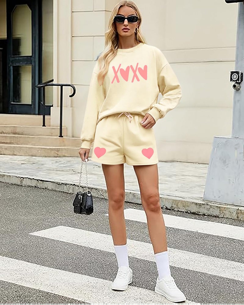 MYHALF Valentines 2 Piece Outfits Womens Love Heart Pajamas Valentines Day Lounge Matching Set Dating Outfit Sets Couple Gift - Image 4