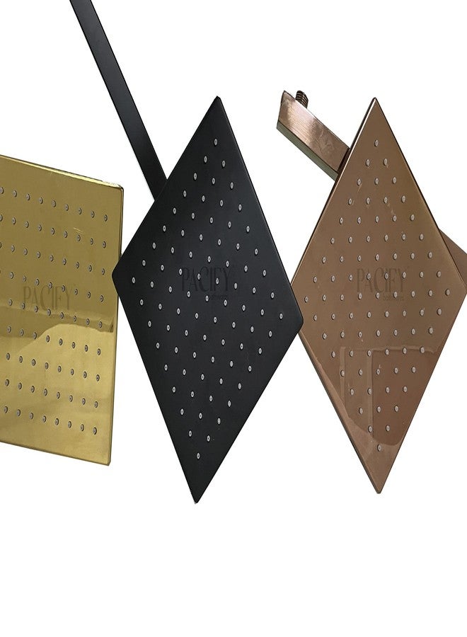 Pacify™ Size 8x8 SS Matte Black Coloured Overhead Rain Shower (With 18" Arm and Matte Black Flange) - Image 3