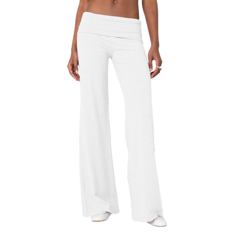 DSORVICD Women Fold Over Leggings Low Rise Wide Leg Flared Sweatpants Lounge Yoga Pants Back to School Clothes for Teens White - Image 1