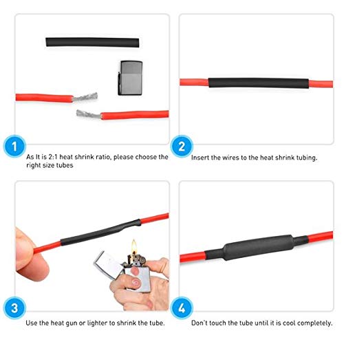 Rpi shop Rpi shop 250 Pcs Black 3mm Polyolefin Heat Shrink Tube Insulated Wire Cable Sleeve Wrap 45mm175 Inch Machine Cut Pieces - Image 5