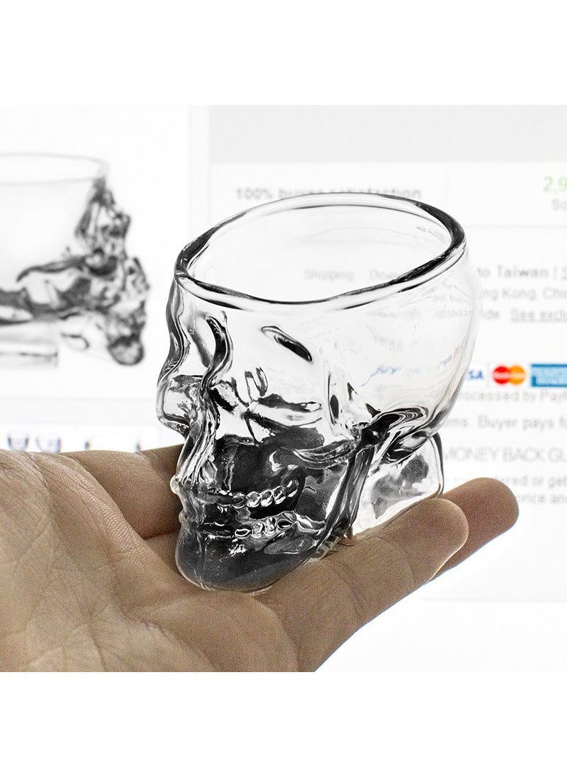 Generic - Creative Glass Skull Beer Mug Wine Decanter Craft Gift Single single-layer skull cup - Image 1