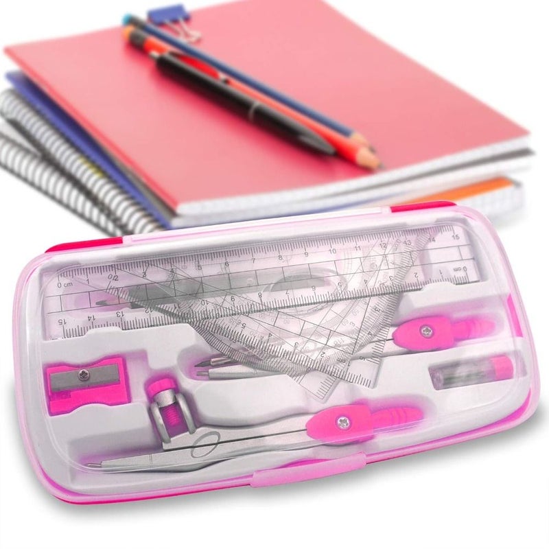 11 Pcs Full Starter Geometry Kit With 2 Protractors 2 Squares Ruler Pencils And Drafting Compasses Suitable For Office College Math Classes Drafting Trigonometry Technical Drawing Complete Geometry Supplies Black - Image 5