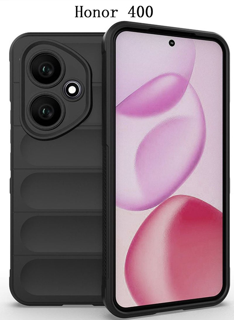 for Honor 400 Case Cover, Heavy Duty 4D Striped Pattern Sensory Soft Silicone Full Portection Shockproof Phone Case for Honor 400, Black