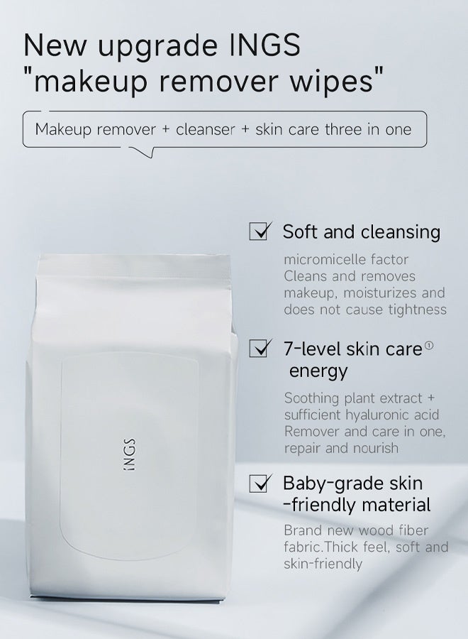 INGS Hydrating Eye & Lip Makeup Remover Wipes – Gentle & Effective Cleansing Towelettes for Sensitive Skin – Travel-Friendly Pack - Image 3