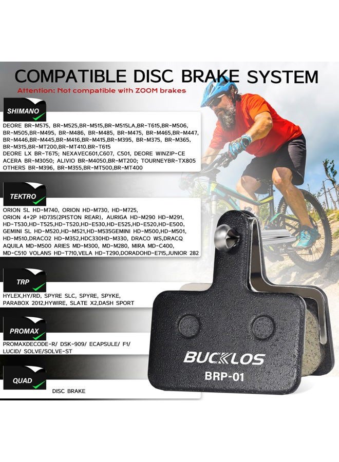 BUCKLOS 2 Pairs Bike Brake Pads for TRP Tektro Shimano Deore Br-M575 M525 M515 T615 T675 M505 M495 M486 M485 M475 M465 M447 M446 M445 M416 M415 M395 M375 M315 M355 C601 C501(Resin) - Image 2
