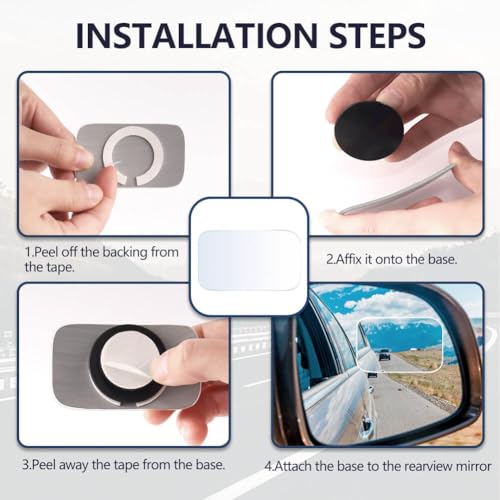 AmFor Blind Spot Mirror, Amfor HD Glass Convex Lens Frameless Adjustable Blind Spot Mirror for All Universal Vehicles Car Stick-on Design (2 PCS) (Rectangle) - Image 4