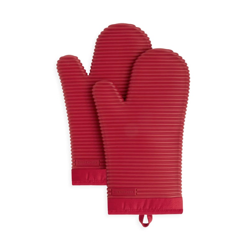 KitchenAid Ribbed Soft Silicone Oven Mitt Set  7.5""x13""  Passion Red 2 Count  O2013117TDKA 600 - Image 1