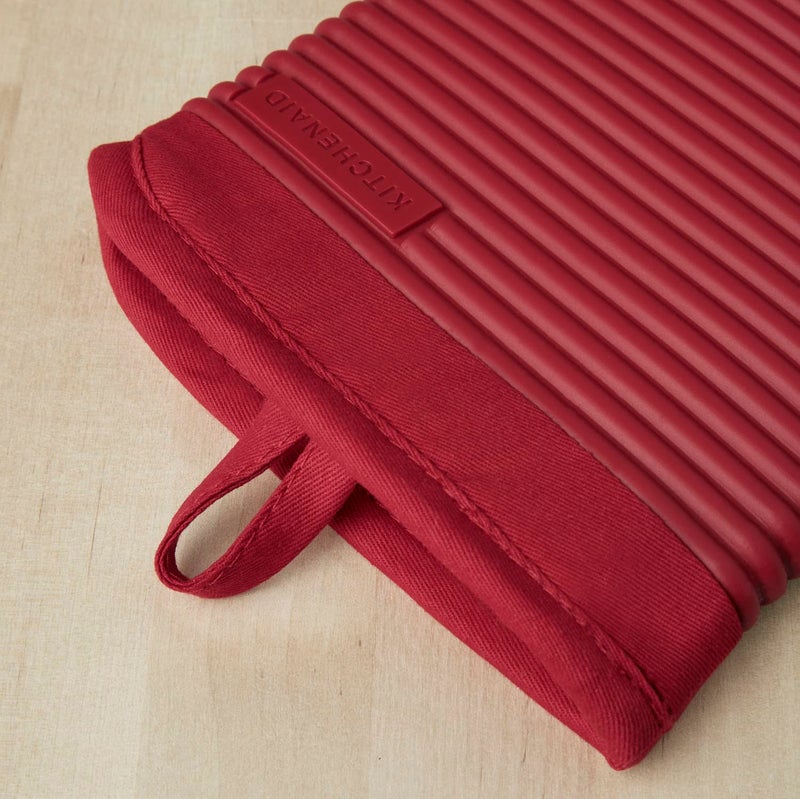 KitchenAid Ribbed Soft Silicone Oven Mitt Set  7.5""x13""  Passion Red 2 Count  O2013117TDKA 600 - Image 2