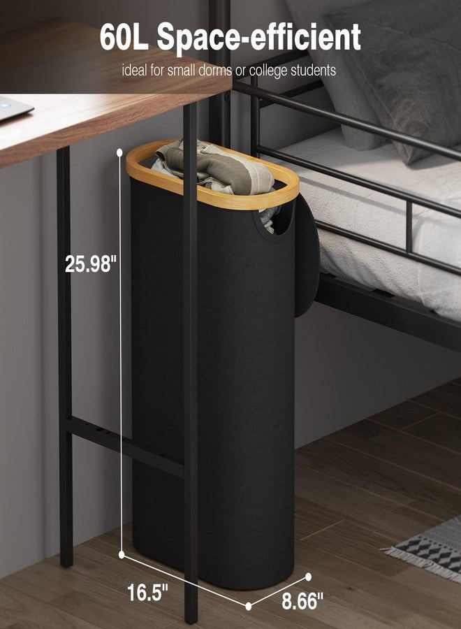 Bathola Slim Laundry Hamper with Lid 60L, Dirty clothes Hamper for Laundry Basket Collapsible, Thin Laundry Hamper with Removable Bag, Narrow Laundry Hamper for Small Space - Image 2