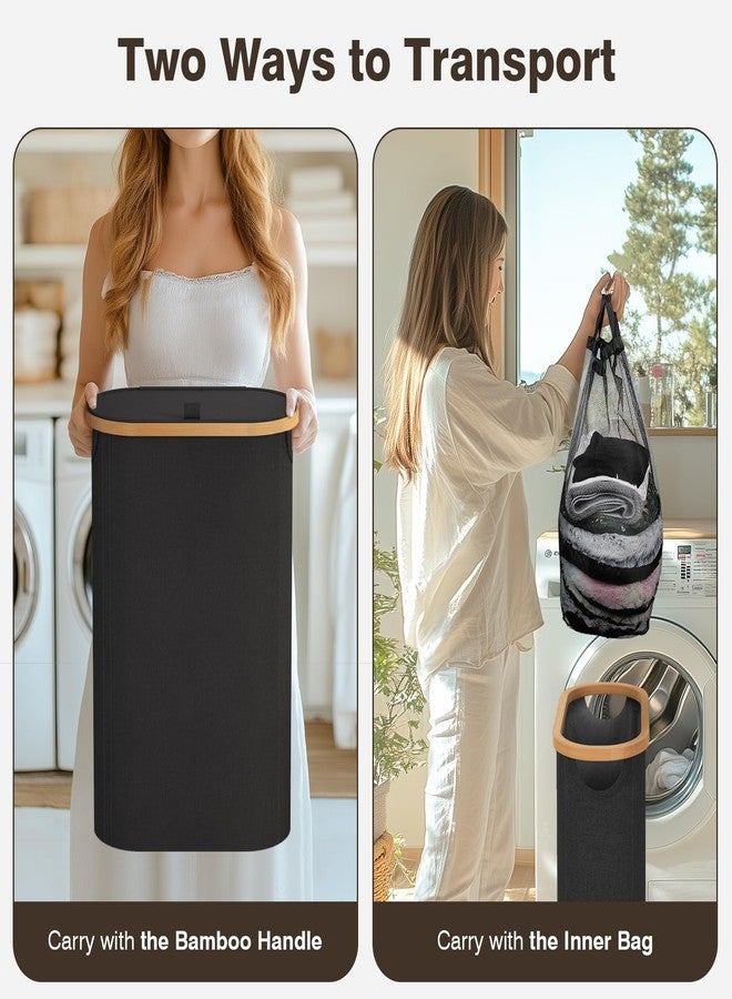 Bathola Slim Laundry Hamper with Lid 60L, Dirty clothes Hamper for Laundry Basket Collapsible, Thin Laundry Hamper with Removable Bag, Narrow Laundry Hamper for Small Space - Image 3