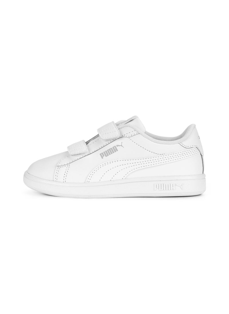 PUMA Smash 3.0 Kids Unisex White Leather V Sneakers  - Image 1