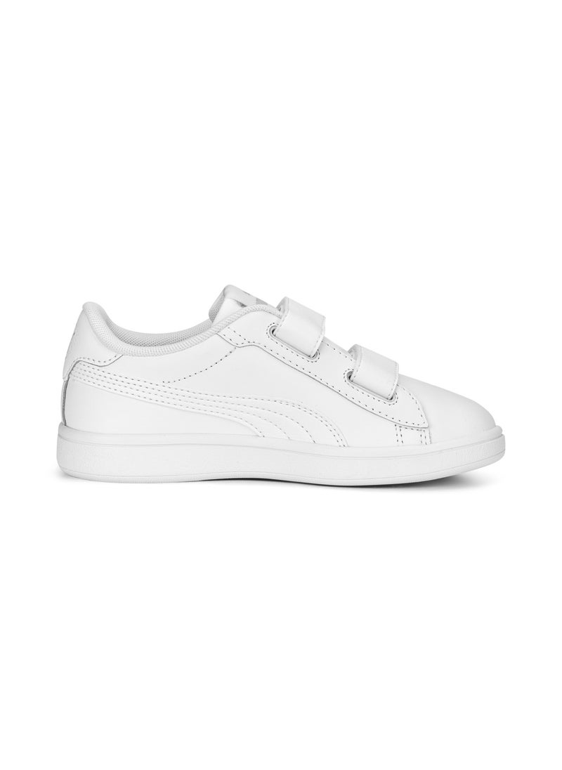 PUMA Smash 3.0 Kids Unisex White Leather V Sneakers  - Image 5