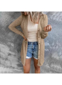 Generic 202 Autumn And Winter Europe And The United States New Women's Long Button Solid Color Casual Long Sleeve Cardigan Women 