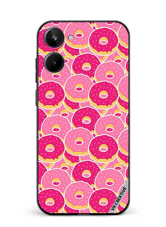 VR CREATIVE Protective Case Cover For Realme 10 Pink Donuts Design Multicolour - Image 1