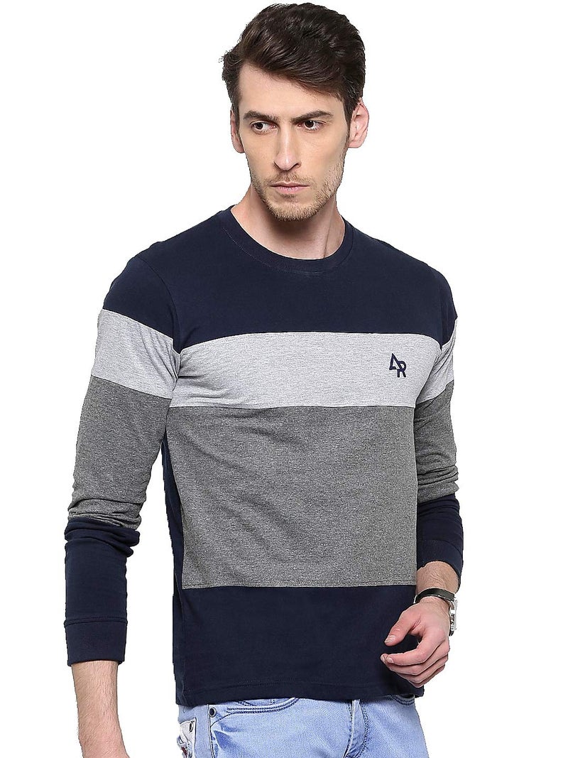 ADRO Men's Stylish Cotton Full Sleeve T-Shirt (FR3-M-4ST-NB_Navy_3XL) - Image 4