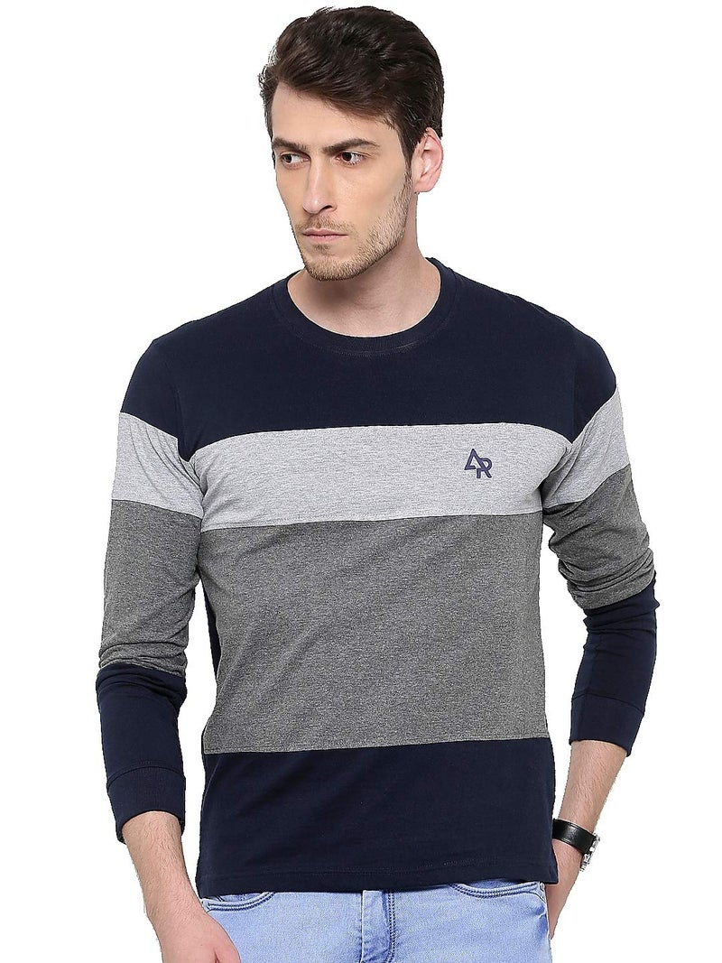 ADRO Men's Stylish Cotton Full Sleeve T-Shirt (FR3-M-4ST-NB_Navy_3XL) - Image 1