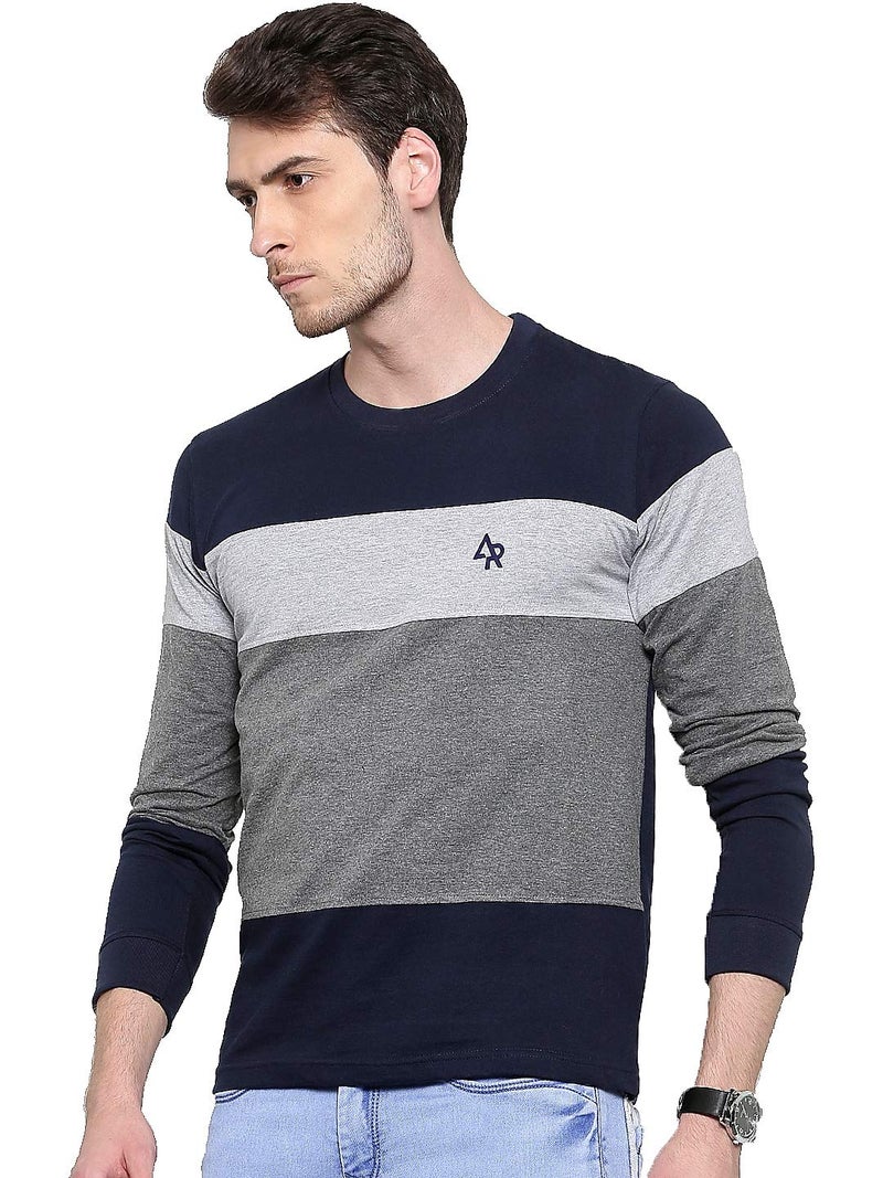 ADRO Men's Stylish Cotton Full Sleeve T-Shirt (FR3-M-4ST-NB_Navy_3XL) - Image 3