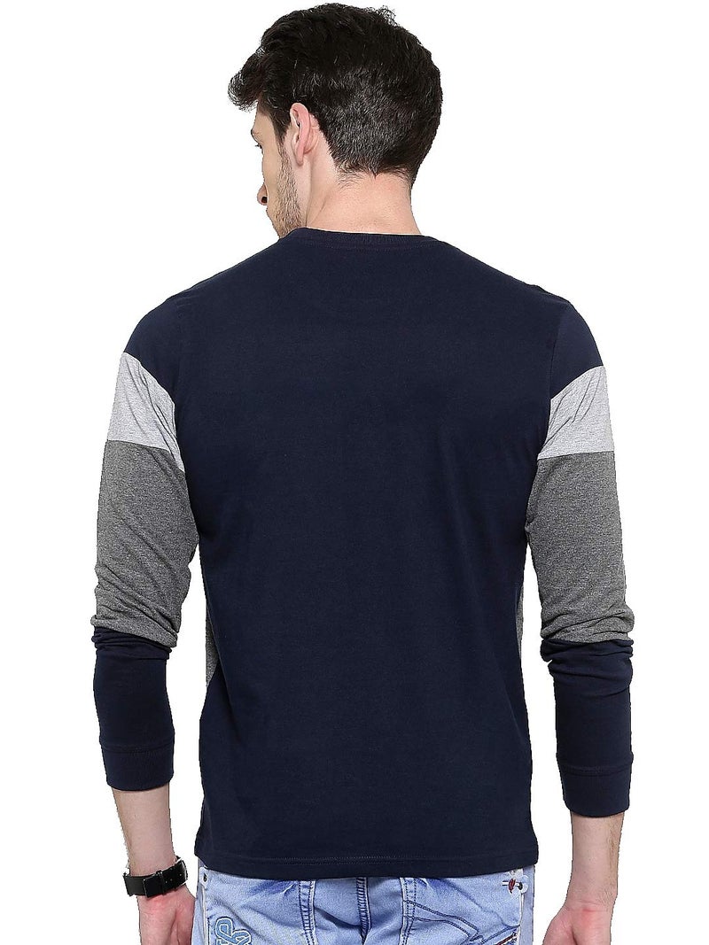 ADRO Men's Stylish Cotton Full Sleeve T-Shirt (FR3-M-4ST-NB_Navy_3XL) - Image 2