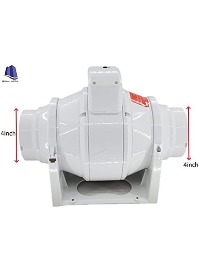 Royal Apex Circular Inline Exhaust Fan Low Noise Duct Fan For Bathroom Kitchen Ventilation 4 Inch 100Mm  - Image 2