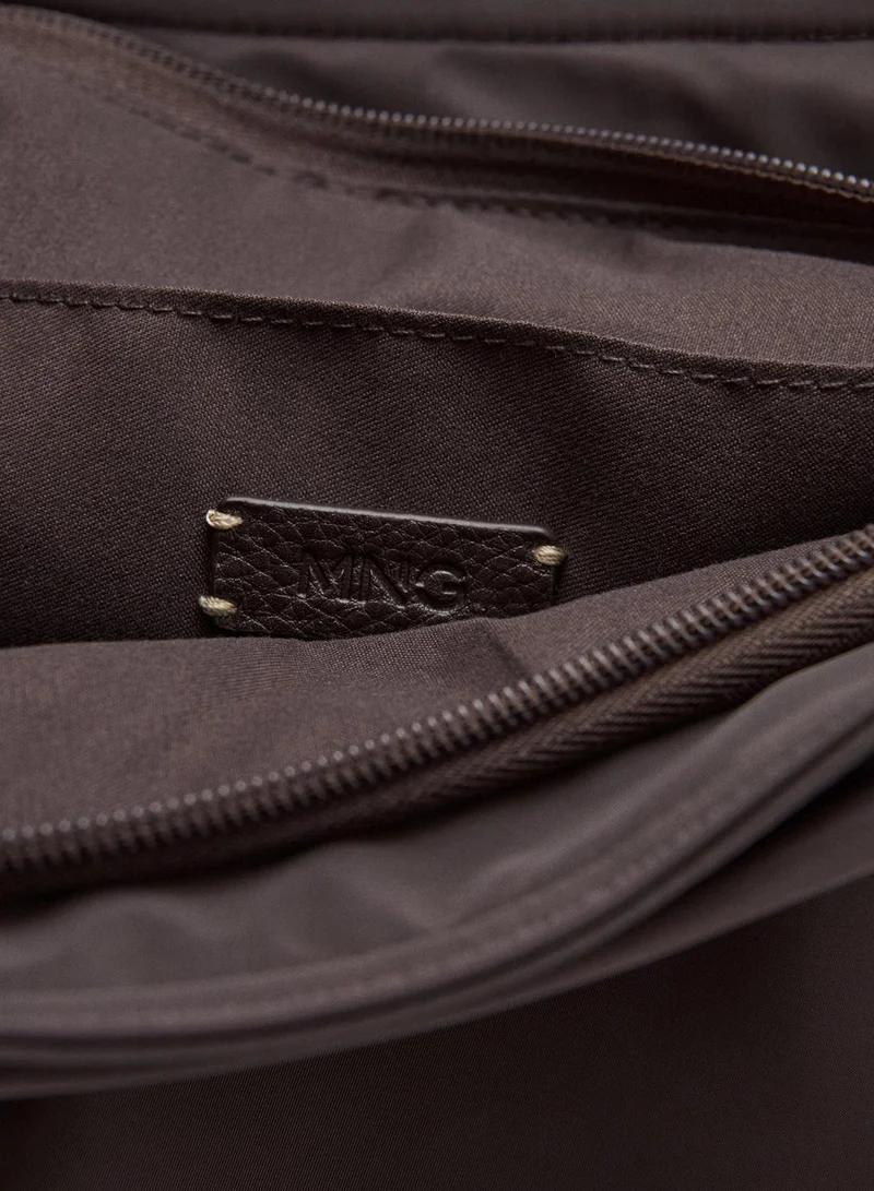Mango 32-CHOCOLATE Shopper Bag With Buckle Details for Women | Best Price UAE
