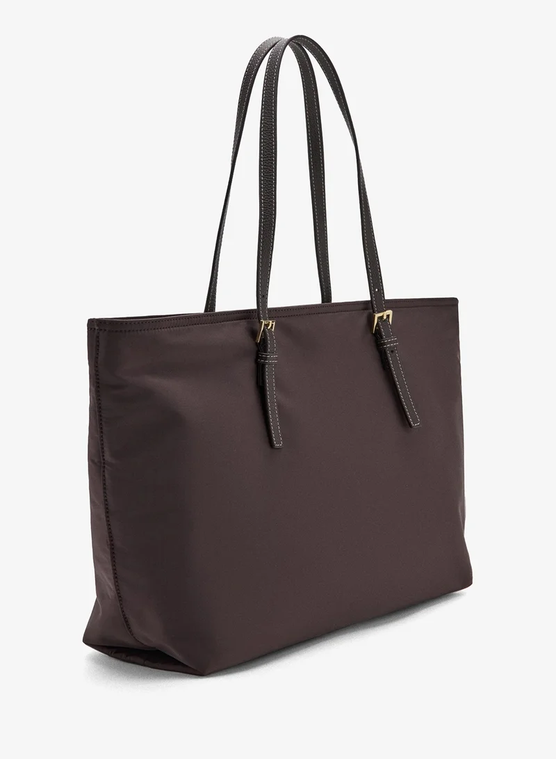 Mango 32-CHOCOLATE Shopper Bag With Buckle Details for Women | Best Price UAE