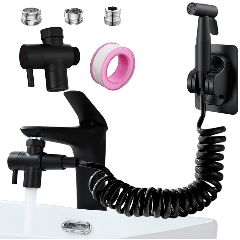 Roscid Sink Faucet Sprayer Set Handheld Bidet Sprayer for Toilet Metal Sprayer with M22 M24 G12 Adapters and 3m Hose for Kitchen Sink Bathroom or Toilet Matte Black Faucet Not Included - Image 2