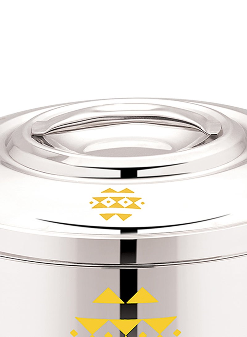 Stride Stainless Steel Yara Casserole Dish with Lid and Yellow Geometric Pattern, Insulated Food Warmer Pot Serving Bowl Heat Retaining Kitchen Tableware - Image 2