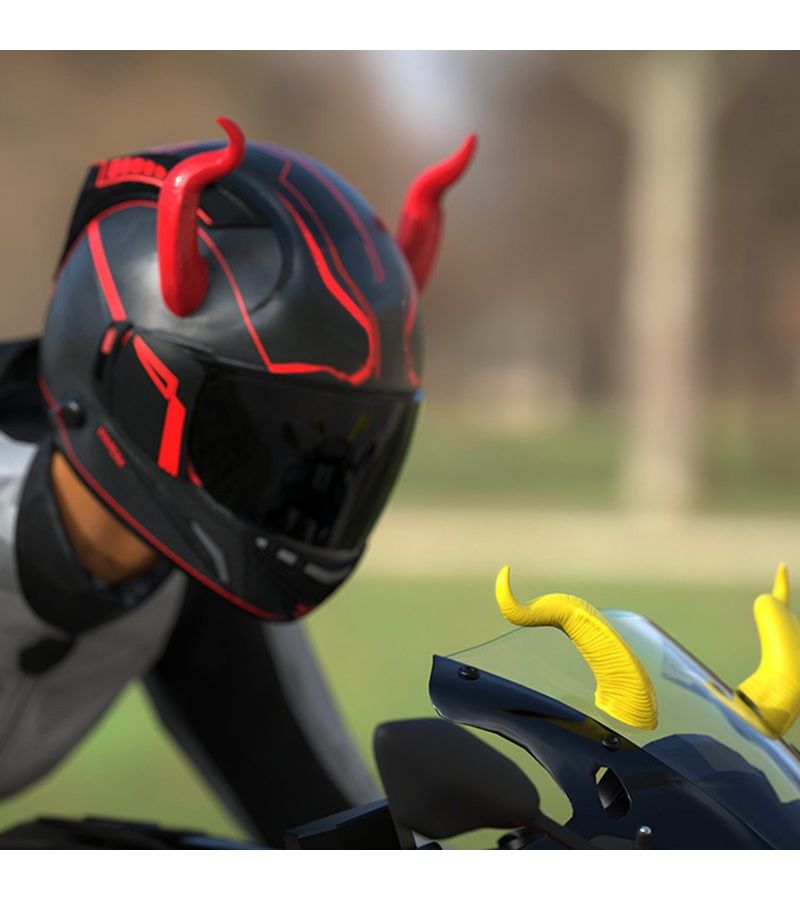 Black Motorcycle Helmet Devil Horns Removable Demon Decorations Cool Riding Gear Additions - Image 5