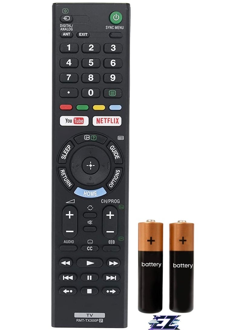 PopZa New Replacement Remote Control RMT-TX300P Fit for Sony Bravia 4K TV RMT-TX300B RMT-TX300U KD-65X7000E KD-55X7000E KD-49X7000E KD-43X7000E, IR with battery - Image 1