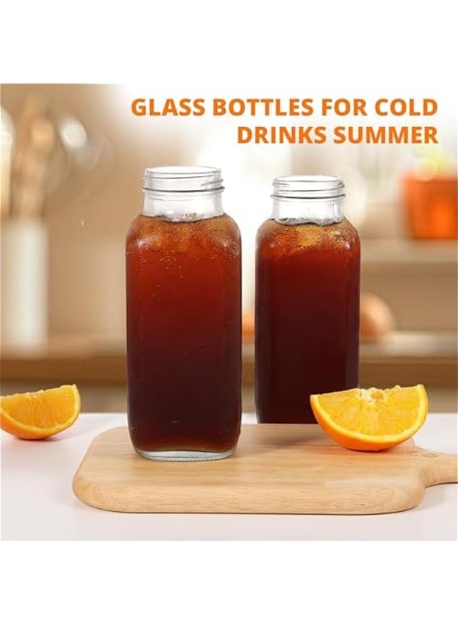 TRASSLE Glass Bottles with Lids, 4 pcs Glass Juice Bottles 17OZ/500ml, Reusable Wide Mouth Glass Bottles with Lids, Clear Glass Juice Bottles for Milk, Hot Cold Drinks, Homemade Beverages - Image 2