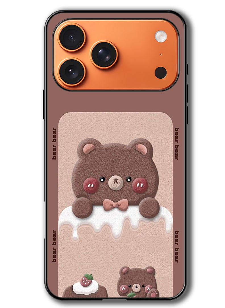 Theodor حافظة متوافقة مع آبل آيفون 17 برو ماكس 6.9 بوصة حماية مضادة للصدمات غطاء بامبر دب فراولة - Image 1