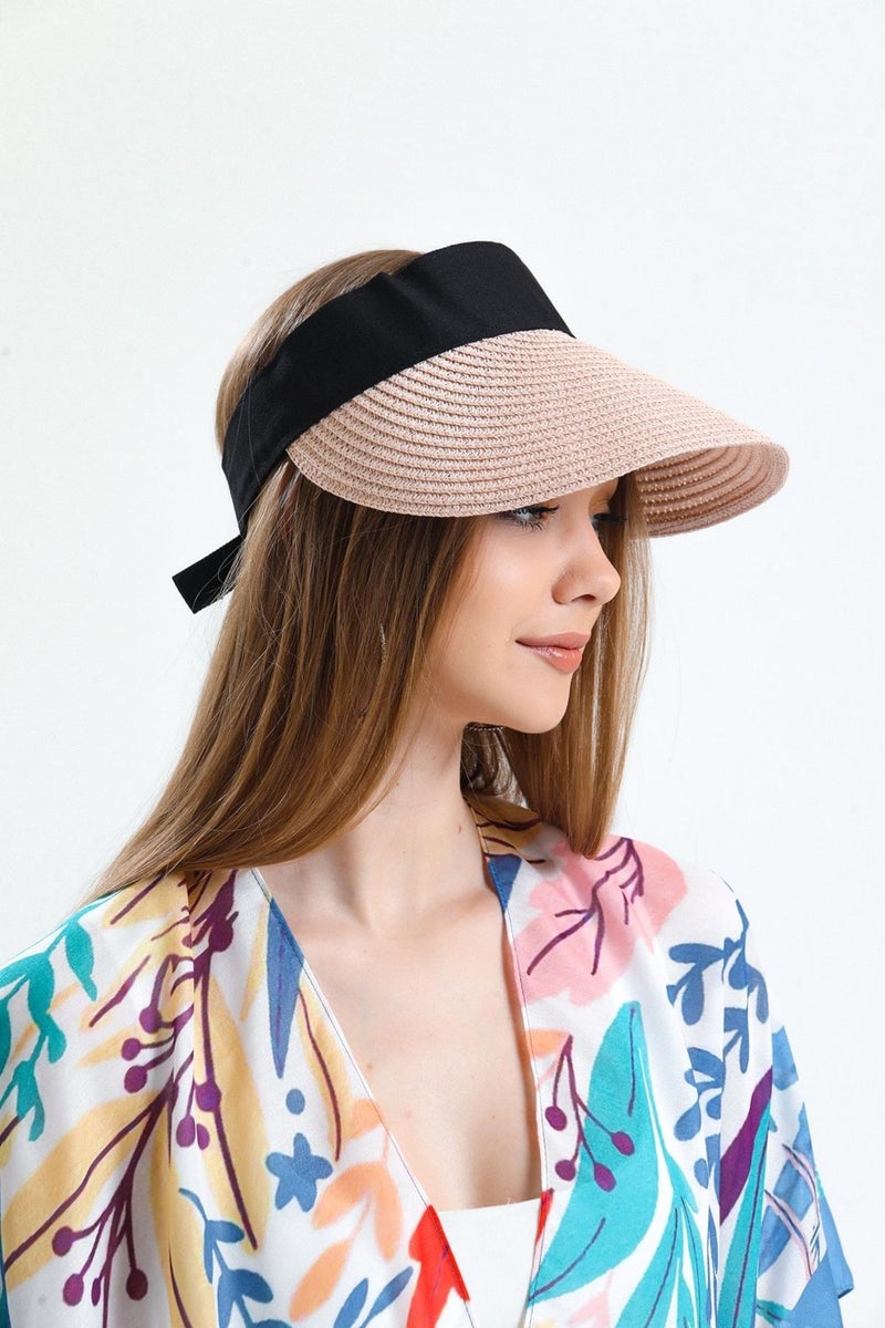 Saria Moda Saria Fashion Straw Visor-Tennis Player Foldable Women's Hat  - Image 1