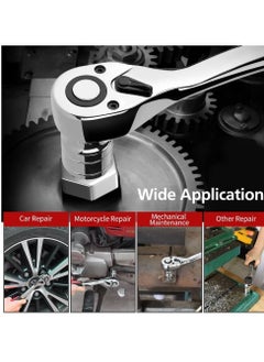 Excefore Ratchet Set, 3 Pcs Professional Heavy Duty Ratchet Tool Set, Durable Drive Ratchet Wrench 1/4", 3/8",1/2", Quick-release Reversible Ratchet Handle, Chrome Vanadium Steel Construction and Chrome Plated  - Image 2