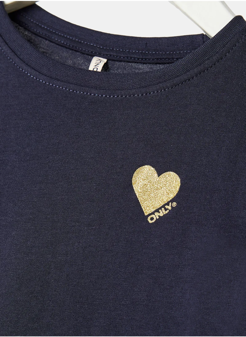 ONLY Girls Shimmer Heart T-Shirt