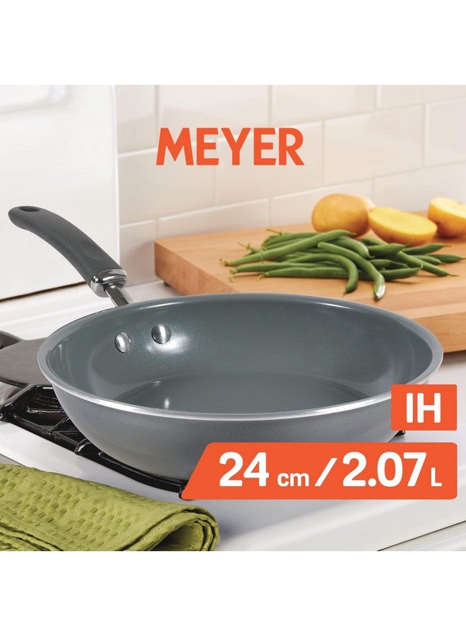 Meyer Anzen Healthy Ceramic Coated Aluminium Frypan | Frying pan Induction Base | Ceramic Pan | Omlette Pan | Ceramic Coated Frying Pan | Ceramic Fry Pan for Cooking, 24cm/2.1L, Grey - Image 3